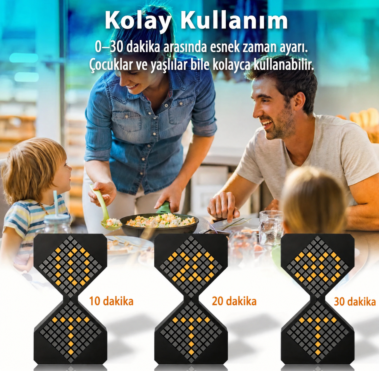 Siber tarzda LED dijital kum saati